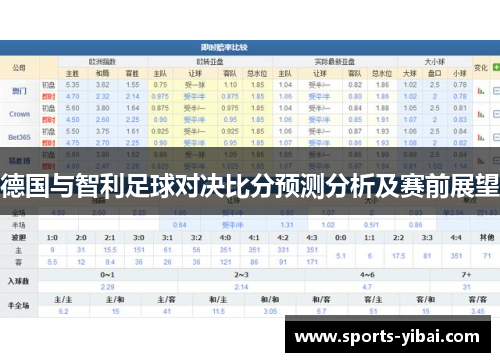 德国与智利足球对决比分预测分析及赛前展望